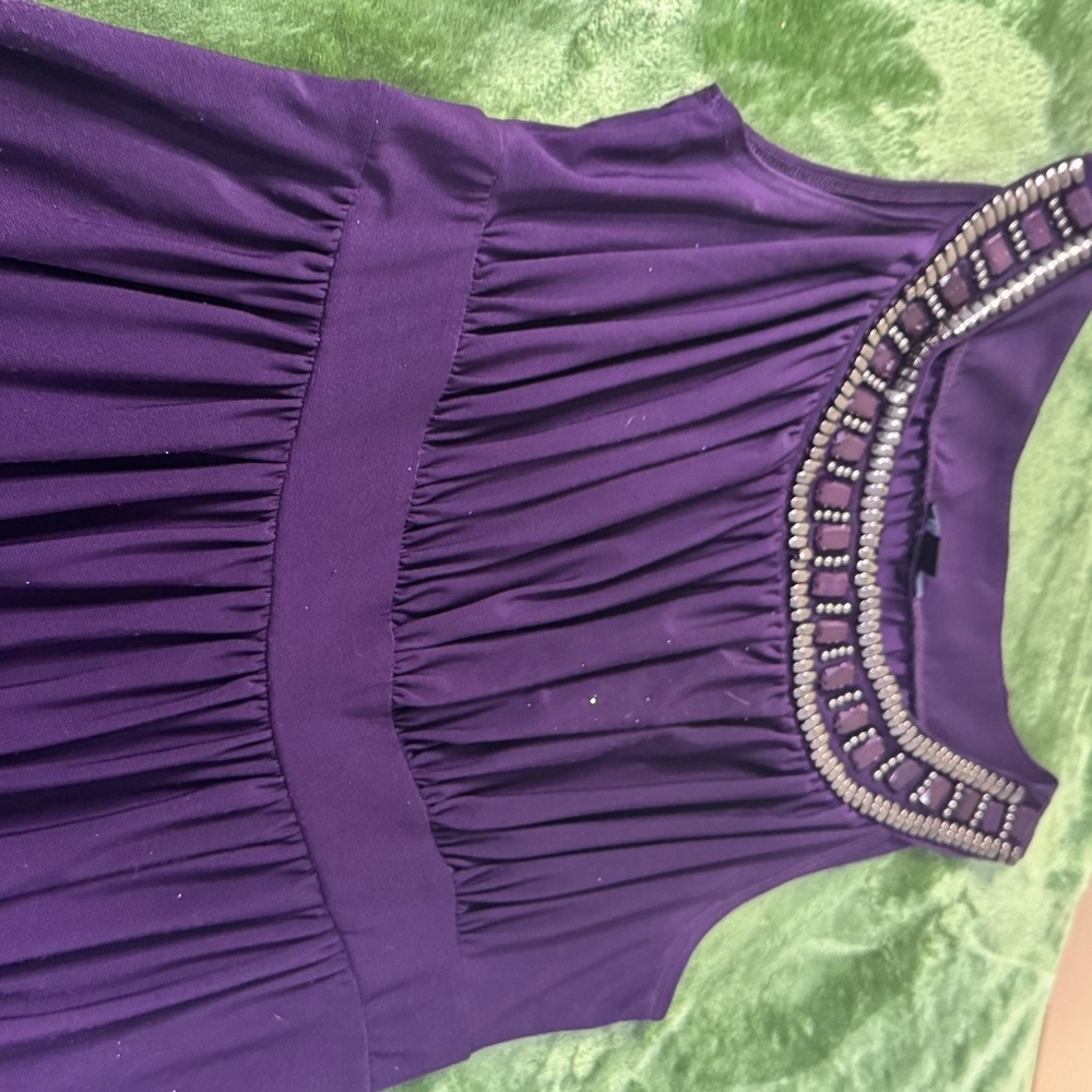 Forever 21 Plum Purple Beaded & Jeweled Statement Neckline Dress - Size L